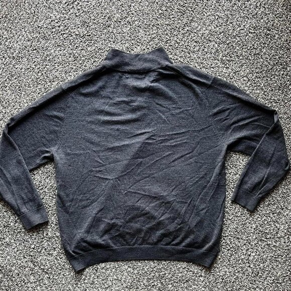 Gray Turnbury Mens XXL Quarter Zip 100% Extra Fine Merino Wool Pullover - Picture 3 of 6